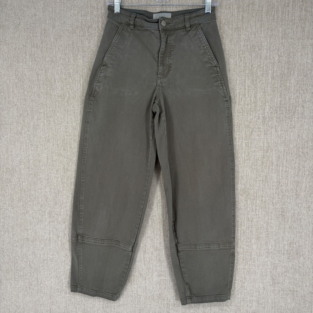 Everlane Jean Women 0 Tall Green Utility Barrel Cotton High Rise Slim Twill - Picture 2 of 14